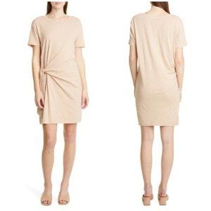 New VINCE Short Classic Cotton Stripe Side-Tie Dress Size L